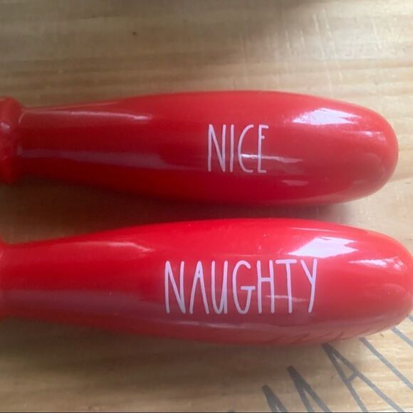 Rae Dunn Artisan Collection Serving Spoons Red Handles Naughty Nice - Picture 1 of 5